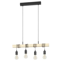 Eglo TOWNSHEND hanglamp staal, hout zwart, bruin H: 1100 mm