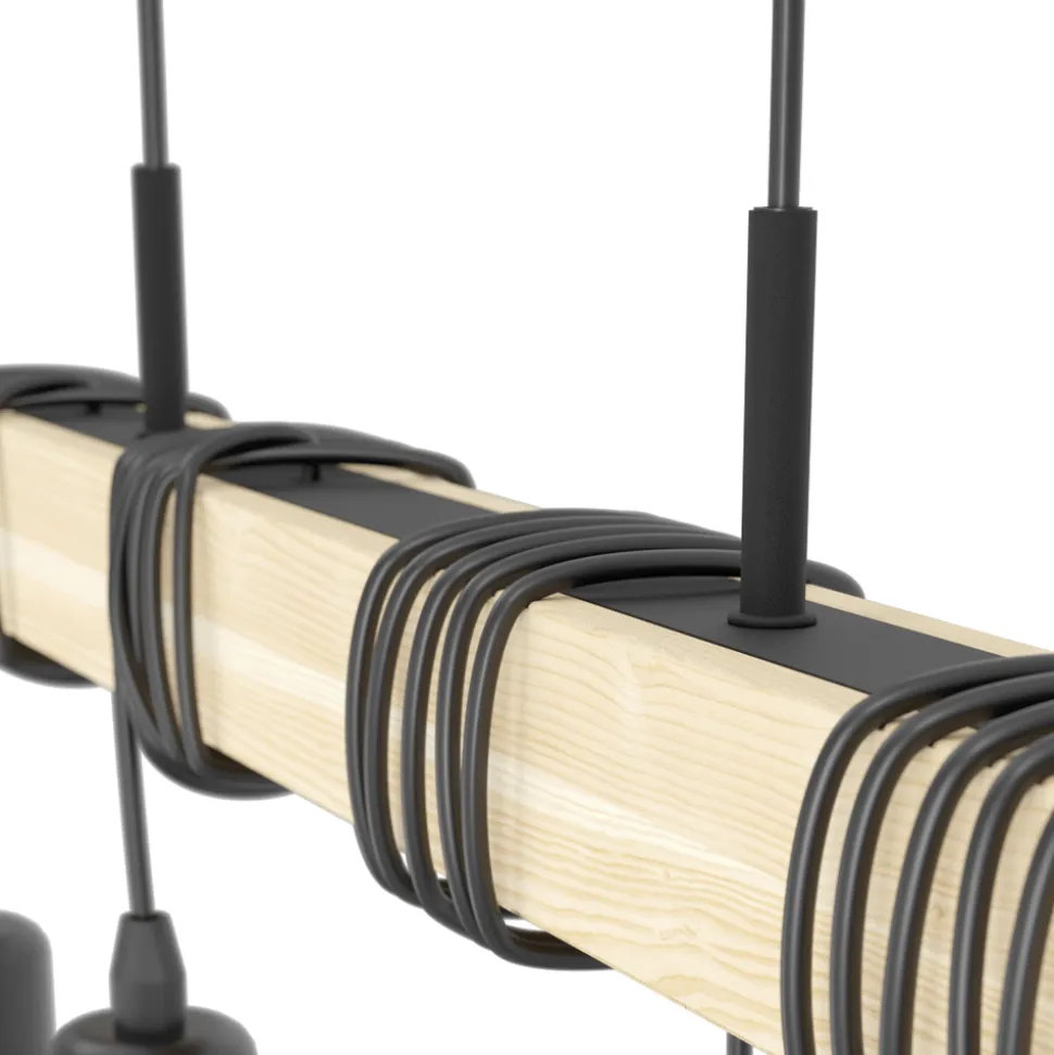 Eglo TOWNSHEND hanglamp staal, hout zwart, bruin H: 1100 mm