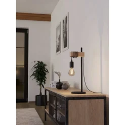 Eglo TOWNSHEND Tafellampen staal, hout zwart, bruin H: 500 mm