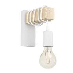 Eglo TOWNSHEND Wandlamp staal wit / Hout bruin H: 215 mm