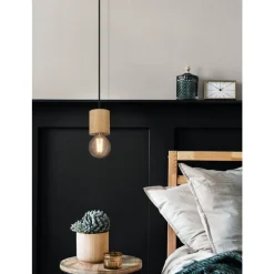 Eglo TURIALDO hanglamp hout, staal bruin, zwart H: 1100 mm | Ø 105 mm