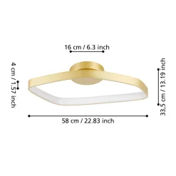 Eglo VALLEROSA Plafondarmaturen aluminium, staal geelkoper-geborsteld / Kunststof wit H: 75 mm