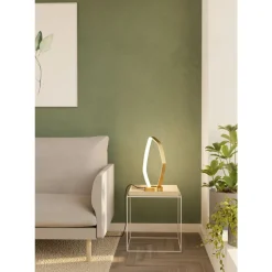 Eglo VALLEROSA Tafellampen aluminium, staal geelkoper-geborsteld / Kunststof wit H: 425 mm