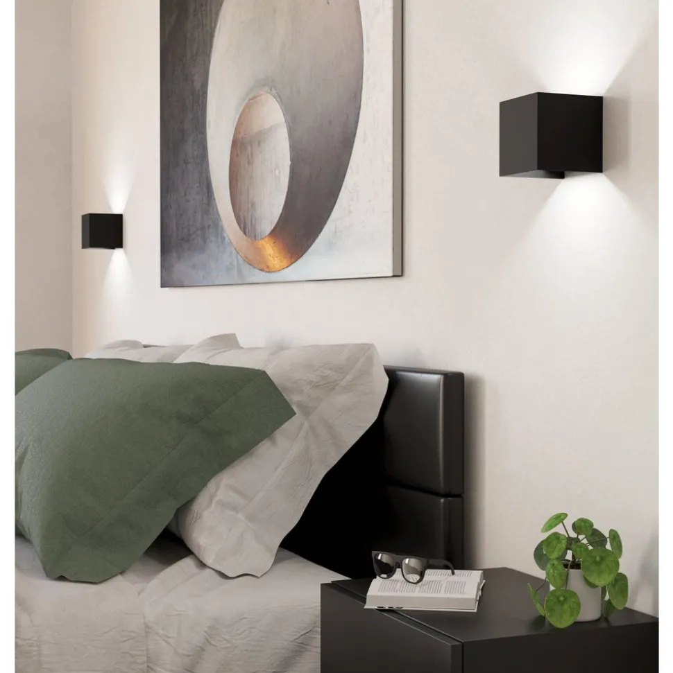 Eglo VALMONTONE Wandlamp aluminium zwart / Glas helder H: 100 mm