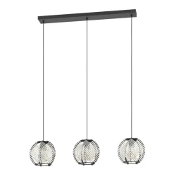 Eglo WAVERTON hanglamp staal zwart / textiel, hout wit, zwart H: 1100 mm