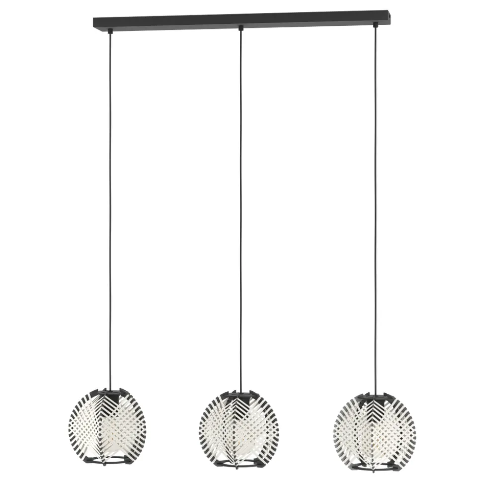 Eglo WAVERTON hanglamp staal zwart / textiel, hout wit, zwart H: 1100 mm