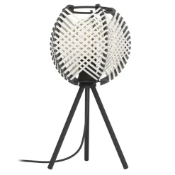 Eglo WAVERTON Tafellampen staal zwart / textiel, hout wit, zwart H: 400 mm | Ø 220 mm