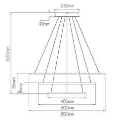 Fantasia ANNU Pendant 3 rings  99W 6435Lm SMD 3000K dimm ø800+600+400mm White