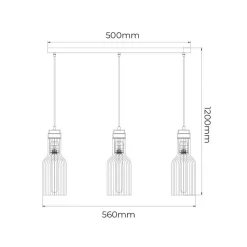 Fantasia BIZUM pendel 3x E27 zwart + koper