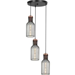 Fantasia BIZUM pendel 3x E27 zwart + koper