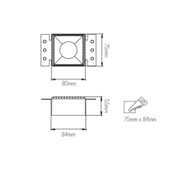 Fantasia CASSO Square White Trimless recessed downlight GU10 excl