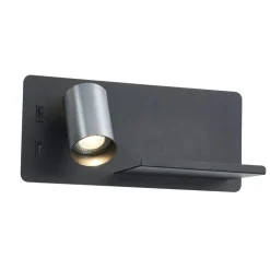 Fantasia DUSK wandl links + USB GU10 (excl) + LED 7W 2700K zwart + geb staal