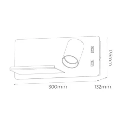 Fantasia DUSK wandl rechts + USB GU10 (excl) + LED 7W 2700K zwart + geb brons