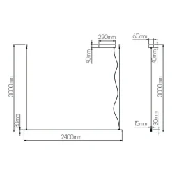 Fantasia GURI LED pendel 52W 3000K 2400mm zwart dimbaar (3m kabel incl)