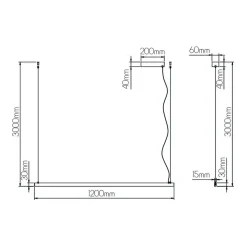 Fantasia GURI LED pendel 38W 3000K 1200mm zwart dimbaar (3m kabel incl)