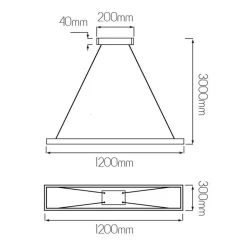 Fantasia GURI pendant 30x120cm 53W 3000K black dimmable