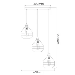 Fantasia JOTI pendel 3x E27 zwart + koper