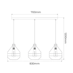 Fantasia JOTI pendel 3x E27 zwart + koper