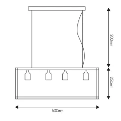 Fantasia KAGO black  pendant square lamp 4xE27 max 60W