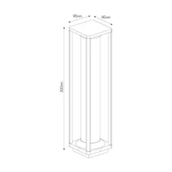 Fantasia KELSO pole 500mm 1xE27 max 15W IP65 matt black