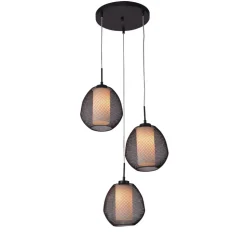 Fantasia LUNKI pendant 3xE27 black/white white glas diam 22cm