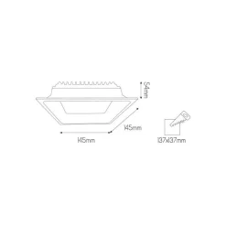 Fantasia MICRA SQ recessed spot 15W LED dimmable 3000K 1200lm diam 14,