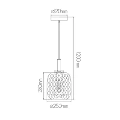 Fantasia OKIRU Pendel E27 Zwart + as grijs glas Ø250mm