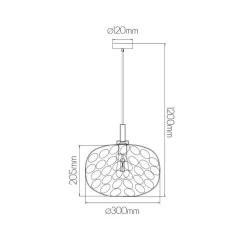 Fantasia OKIRU PENDEL 1xE27 GOUD +ASGRIJS GLAS Ø30cm