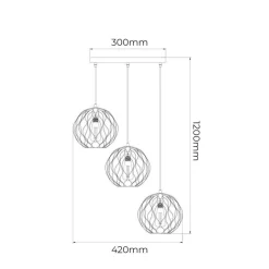 Fantasia ONDA pendel 3x E27 zwart + geborsteld goud