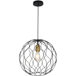 Fantasia ONDA pendel 1x E27 Ø39cm zwart + geborsteld goud