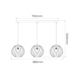 Fantasia ONDA pendel 3x E27 wit + geborsteld goud