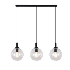 Fantasia OSIRA Pendel E27 3L Zwart, helder glas 3x Ø200mm