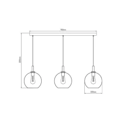 Fantasia OSIRA Pendel E27 3L Zwart, helder glas 3x Ø200mm