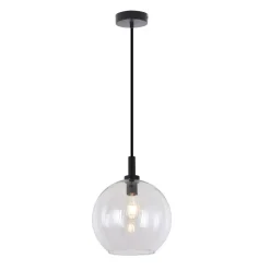 Fantasia OSIRA Pendel E27 Zwart, helder glas Ø250mm