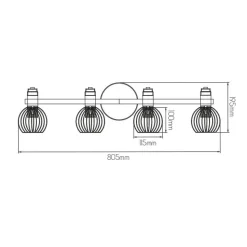 Fantasia RAGA Plafond licht balk 4x zwart / brons
