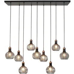 Fantasia RAGA 9x E27 pendel zwart+koper