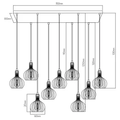 Fantasia RAGA 9x E27 pendel zwart+koper