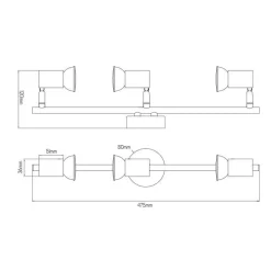 Fantasia RIVERA 3L bar GU10 5W LED dimmable shiny chrom IP44