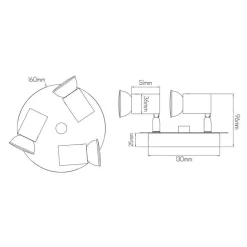 Fantasia RIVERA round 3L GU10 5W LED dimmable shiny chrom IP44