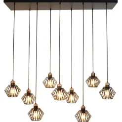 Fantasia SHURU 9x E27 pendel zwart+koper