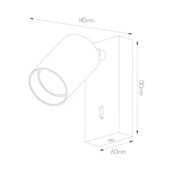 Fantasia TABOO 1L GU10 (excl) zwart + geborsteld brons, wand licht +schakelaar