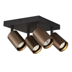 Fantasia TABOO 4L SQ GU10 (excl) zwart + geborsteld brons, spot