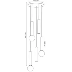 Fantasia TABOO pendel 5L 2xGU10 (excl) 3xE27 (excl) zwart + geborsteld goud