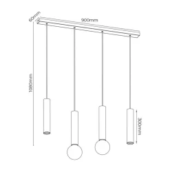 Fantasia TABOO pendel 4L 2xGU10 (excl) 2xE27 (excl) zwart + geborsteld staal