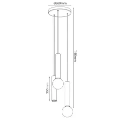 Fantasia TABOO pendel 3L 1xGU10 (excl) 2xE27 (excl) zwart + geborsteld brons