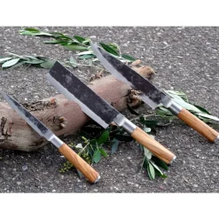 Forged Olive Messenset 3pcs - Koksmes + Hakbijl + Huishoudmes