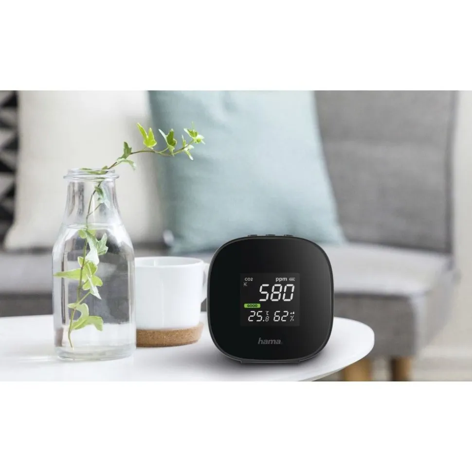 Hama Luchtkwaliteitsmeter "Safe", CO2-, temperatuur-, vochtigheidsmeting