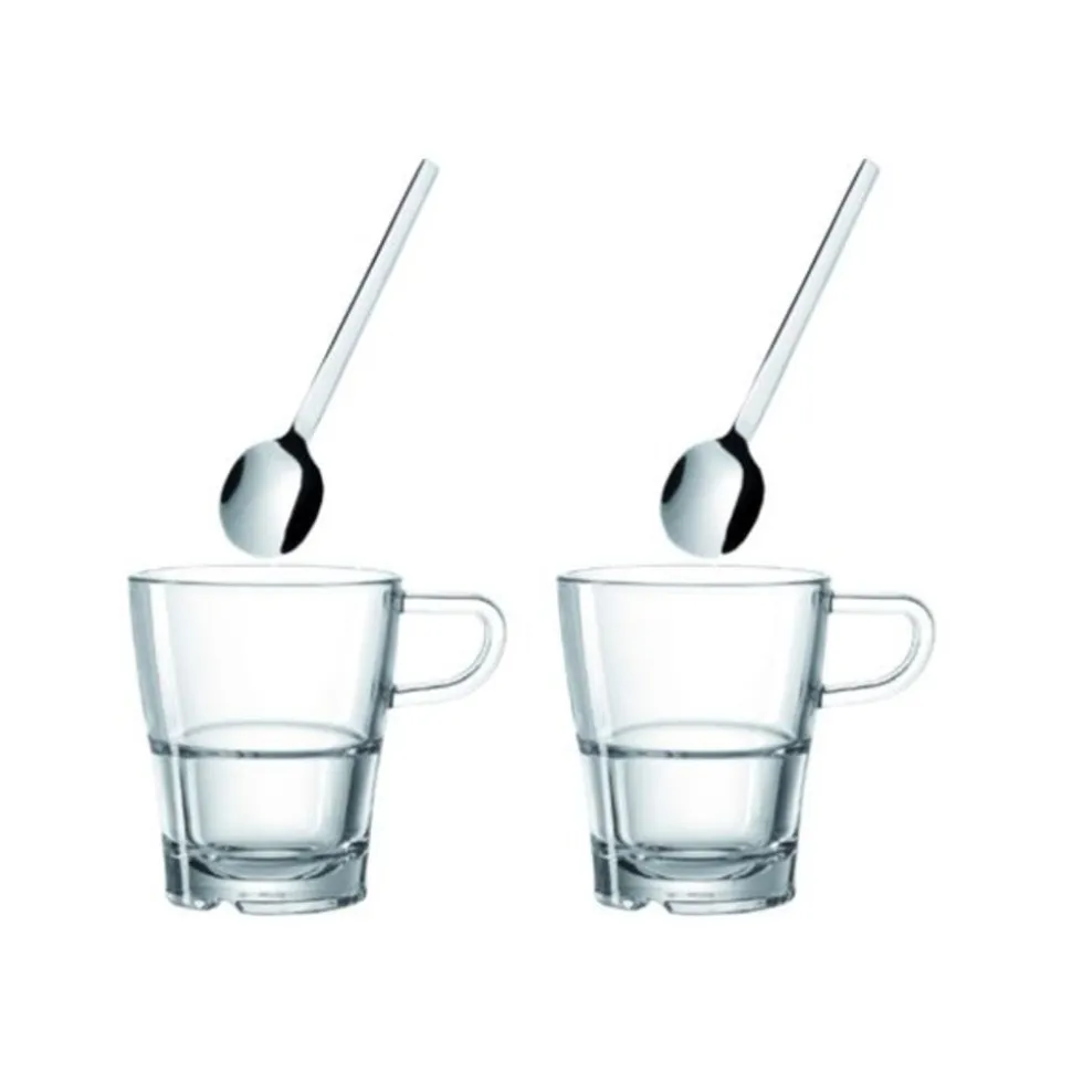 Leonardo Senso Koffieglazen met lepel 250ml 4delig