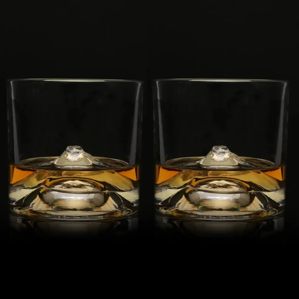 Liiton Mount Fuji Crystal Whiskey Glasses Set of 2
