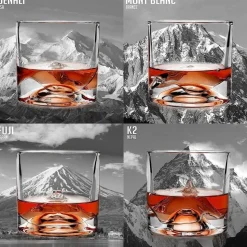Liiton The Crystal Whiskey Peaks Glass Set of 4 (Everest, Denali, Everest, Fuji & Mont Blanc)